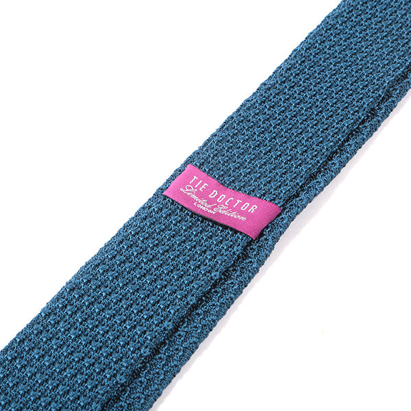 Yale Blue Iza Pointed Silk Knitted Tie - Tie Doctor  
