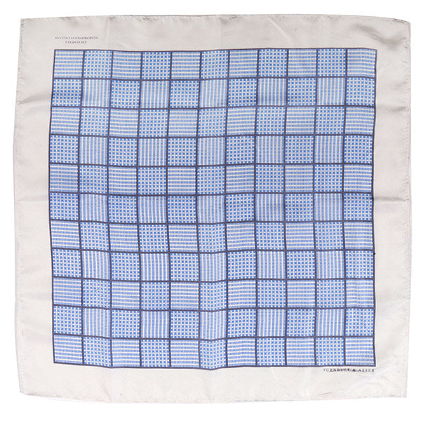 Light Blue And White Squares Large Silk Pocket Square - UK Printed - Tie Doctor  