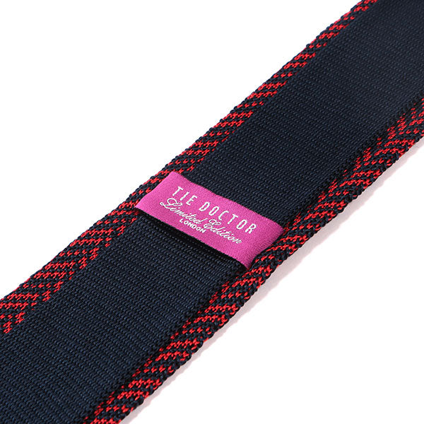 Red & Navy Pointed Silk Knit Tie - Tie Doctor  