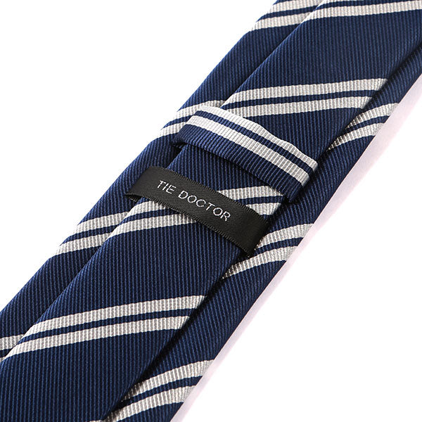 Blue & Grey Duo 7cm Ply Striped Tie - Tie Doctor  