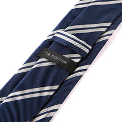 Blue & Grey Duo 7cm Ply Striped Tie - Tie Doctor  