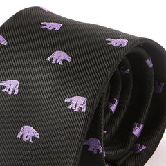 Black Tie with Purple Bear Pattern 7.5cm - Tie Doctor  