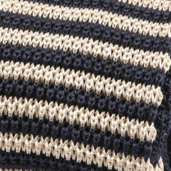 Navy Double Sided Striped Silk Knitted Tie - Tie Doctor  