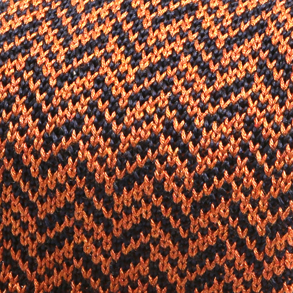 Burnt Orange and Navy Pointed Silk Knitted Tie - Tie Doctor  