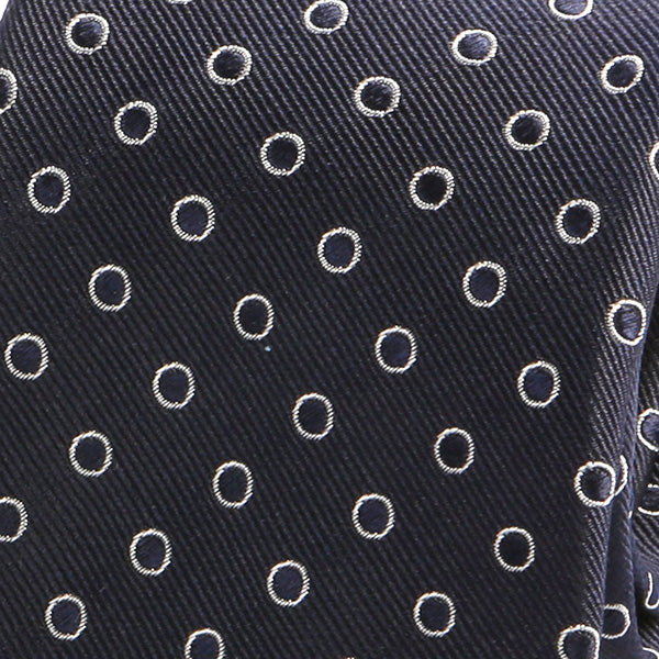 Navy Blue Circle Print Silk Tie - Tie Doctor  