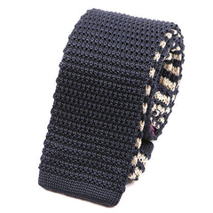 Navy Double Sided Striped Silk Knitted Tie - Tie Doctor  