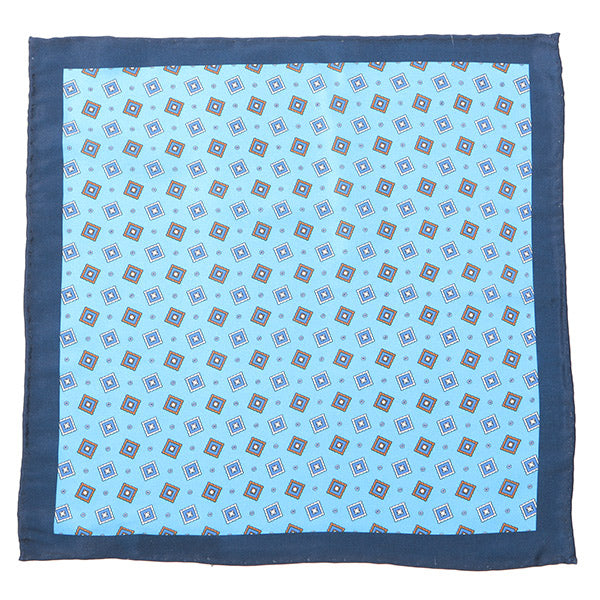 Blue Framed Pocket Square 32cm - Tie Doctor  