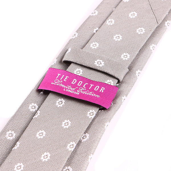 Grey Floral Motif Silk Tie 7.5cm - Tie Doctor  