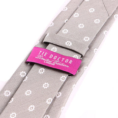 Grey Floral Motif Silk Tie 7.5cm - Tie Doctor  