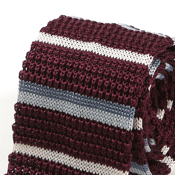 Gbenga Red Striped Silk Knitted Tie 6cm - Tie Doctor  