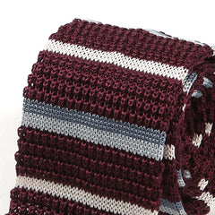Gbenga Red Striped Silk Knitted Tie 6cm - Tie Doctor  