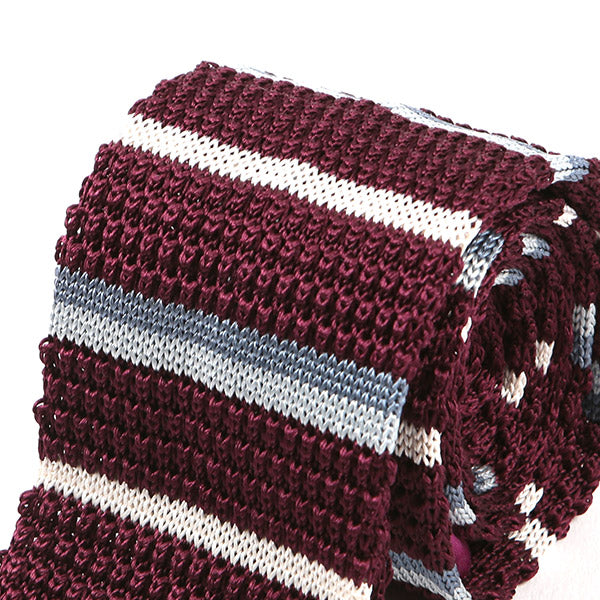 Gbenga Red Striped Silk Knitted Tie 6cm - Tie Doctor  