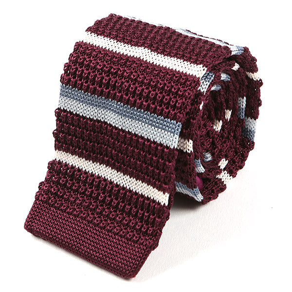 Gbenga Red Striped Silk Knitted Tie 6cm - Tie Doctor  