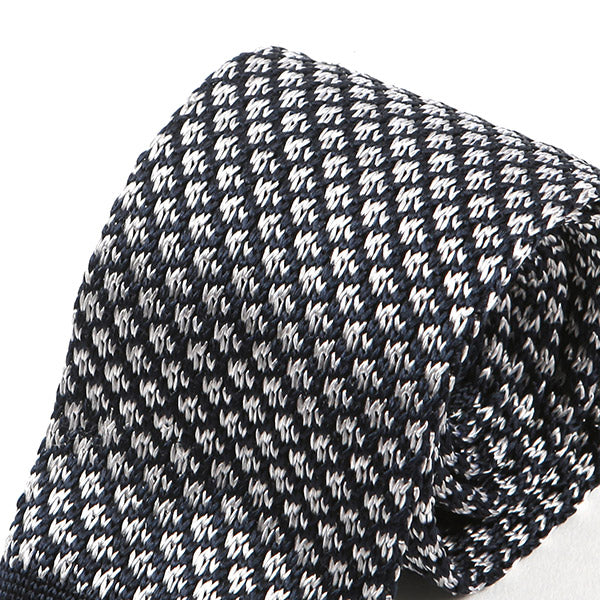 Sonia Blue & White Silk Knitted Tie 6.5cm - Tie Doctor  