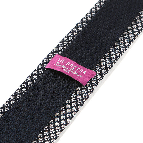 Sonia Blue & White Silk Knitted Tie 6.5cm - Tie Doctor  