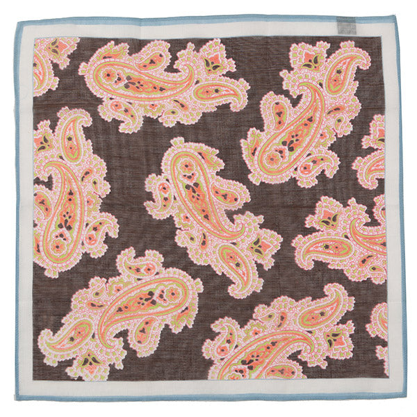 Large Brown Detailed Paisley Pocket Square - Tie Doctor  