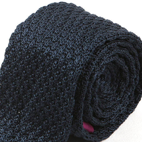 Navy Blue Raised Silk Knitted Tie 5.5cm - Tie Doctor  