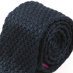 Navy Blue Raised Silk Knitted Tie 5.5cm - Tie Doctor  
