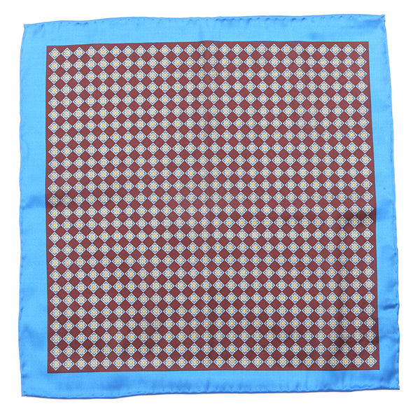 Light Blue & Brown IMS 33cm Pocket Square - Tie Doctor  