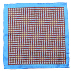 Light Blue & Brown IMS 33cm Pocket Square - Tie Doctor  