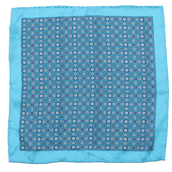 Light Blue Hops Paisley Pocket Square - Tie Doctor  