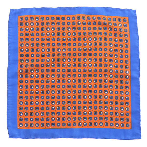 Abramo Orange Medallion Motif 33cm Pocket Square - Tie Doctor  