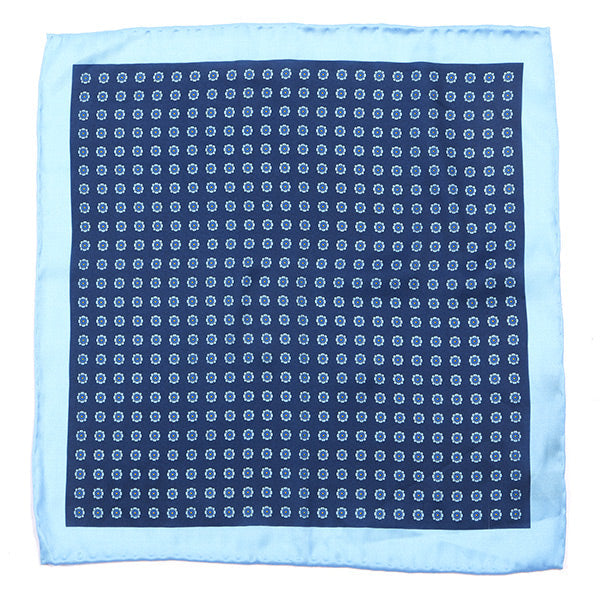 Classic Lars Navy Blue Floral 33cm Pocket Square - Tie Doctor  