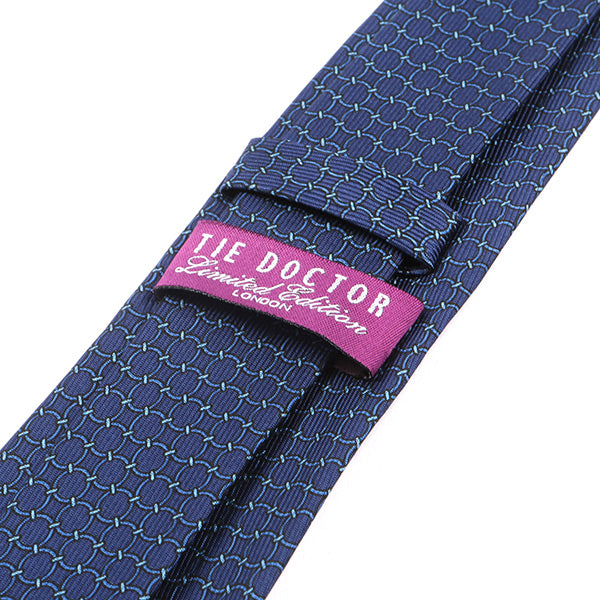 Navy Blue Links Macclesfield Silk Tie - Tie Doctor  