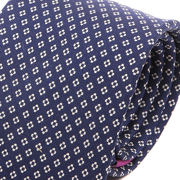 Classic Blue Lars Printed Macclesfield Silk Tie - Tie Doctor  
