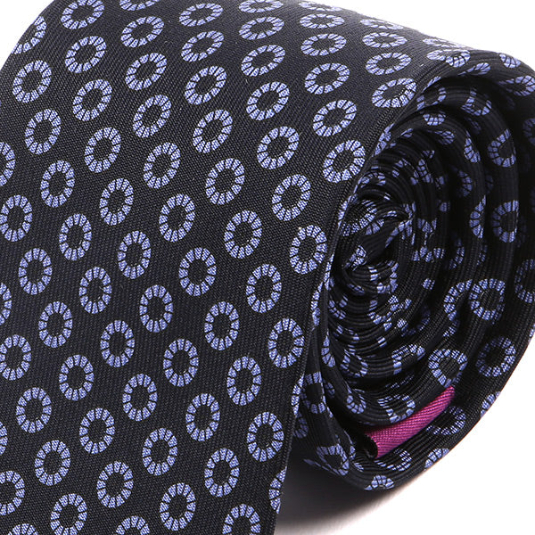 Dark Navy Blue & Purple Circle Printed Silk Tie - Tie Doctor  