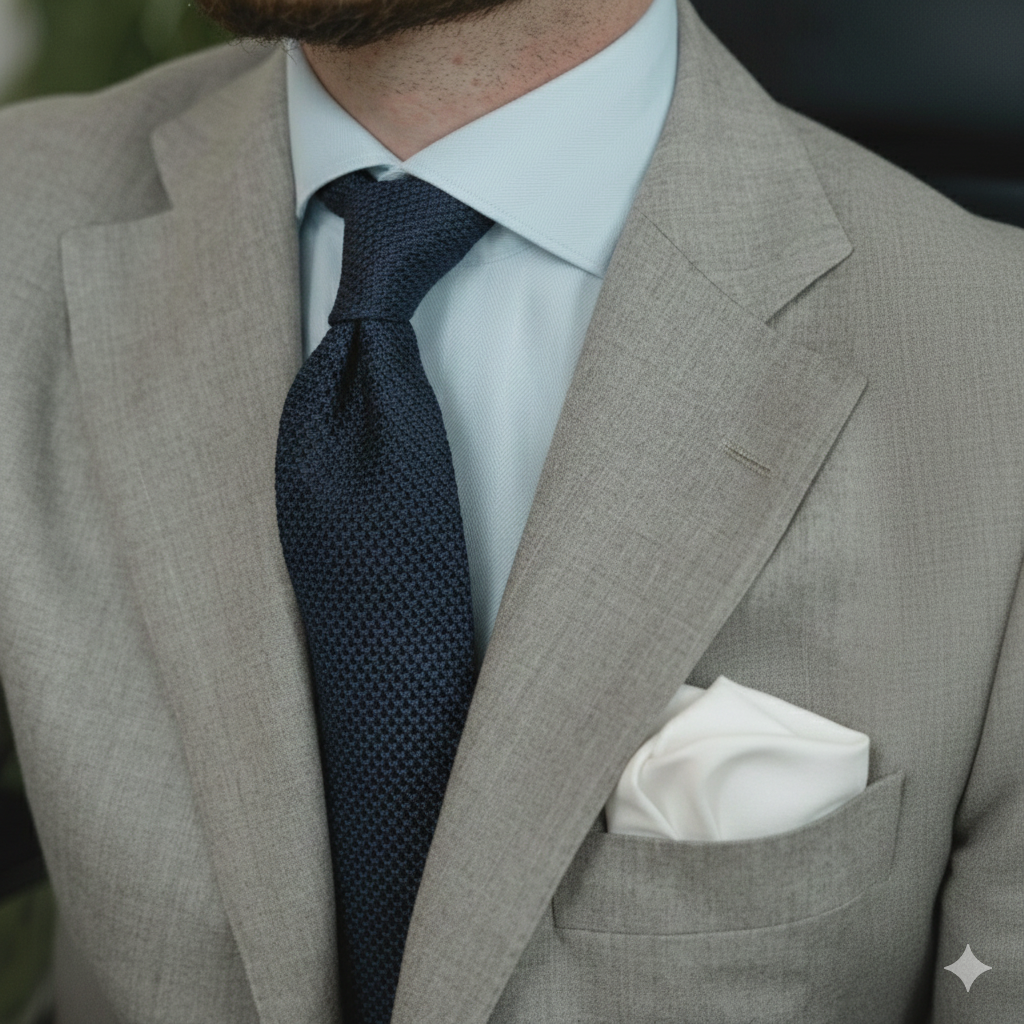 Navy Blue Pointed Silk Knitted Tie
