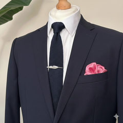 Navy Blue Pointed Silk Knitted Tie