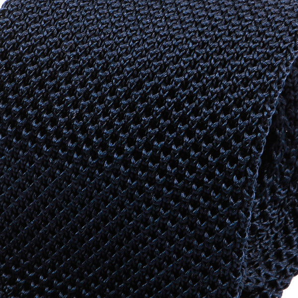 Navy Blue Pointed Silk Knitted Tie - Tie Doctor  
