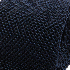 Navy Blue Pointed Silk Knitted Tie - Tie Doctor  