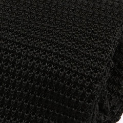 Jet Black Silk Knitted Tie - Tie Doctor  