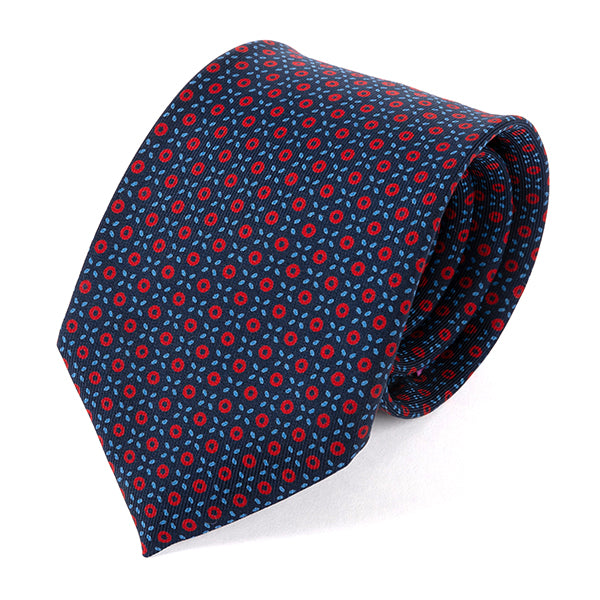 Midnight Blue Mosaic XL Macclesfield Silk Tie 8.5cm
