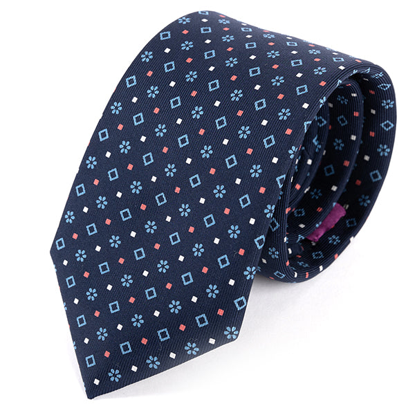 Blue Regents Floral Macclesfield Silk Tie 7.5cm