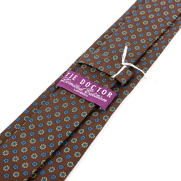 Brown Havana Bloom Macclesfield Silk Tie 7.5cm