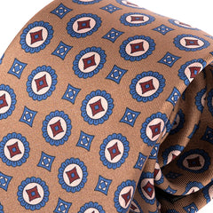 Muted Brown Crest Motif Tie 8cm