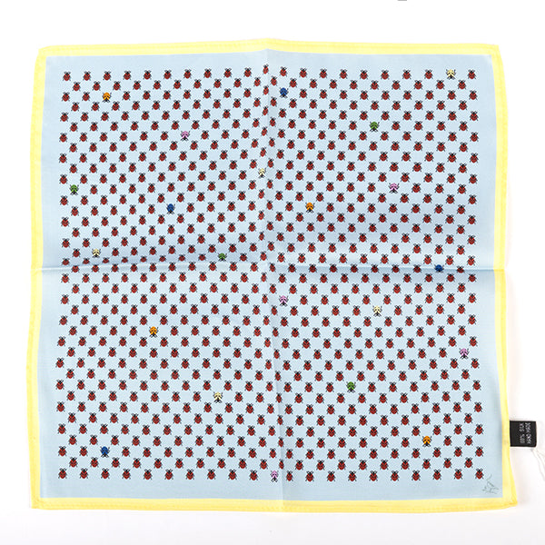 Light Blue LadyBug Silk Pocket Square 32cm