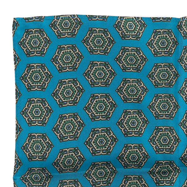 Gregor Blue Silk Pocket Square