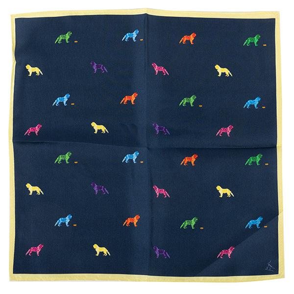 Blue Cavalier Spaniel Dog Print Silk Pocket Square