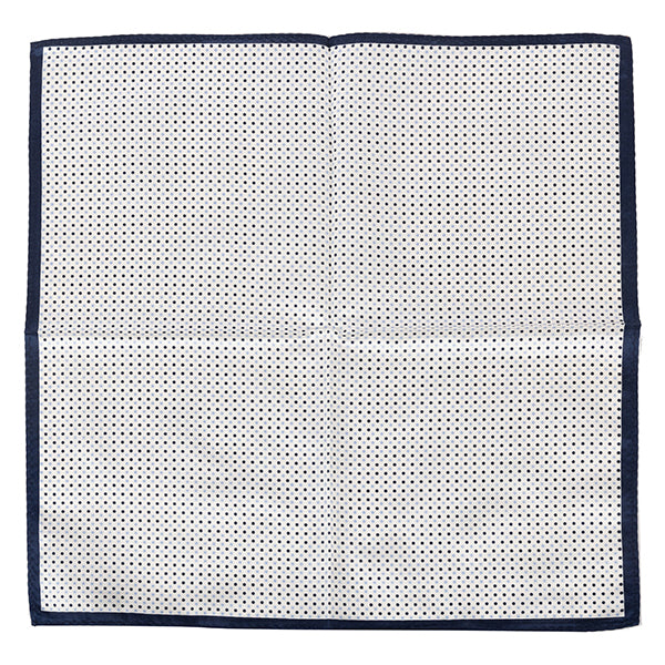 Whitehall XL Blue Dot Silk Pocket Square 40cm