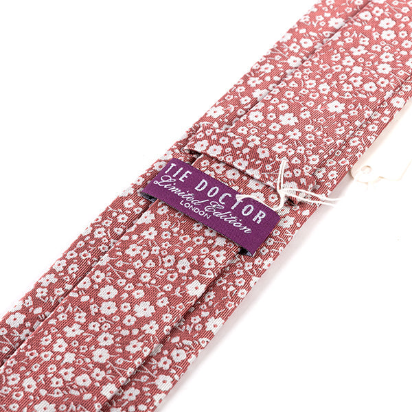 Pink And White Floral Silk Tie 7cm