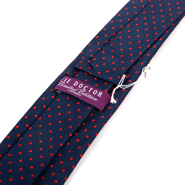 Navy Blue & Red Dot Silk Tie 7.5cm
