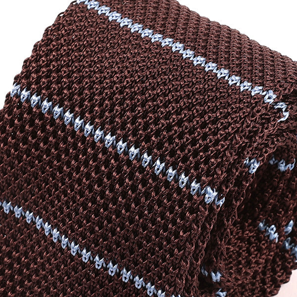 Brown Stripe Trio Silk Knitted Tie 6cm - Tie Doctor  