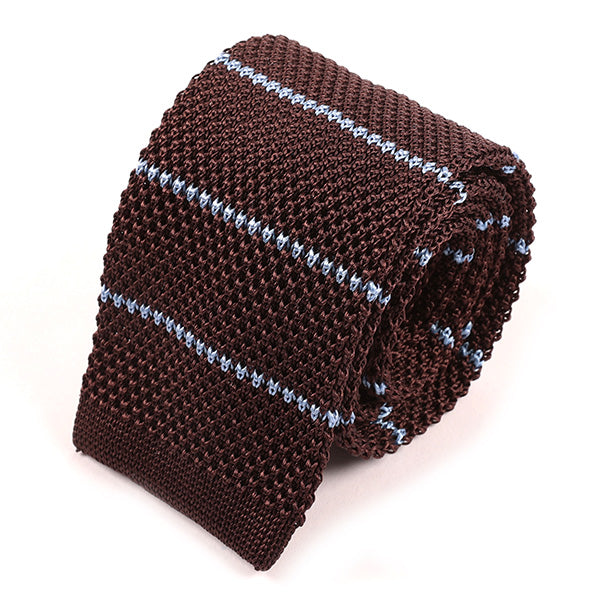 Brown Stripe Trio Silk Knitted Tie 6cm - Tie Doctor  