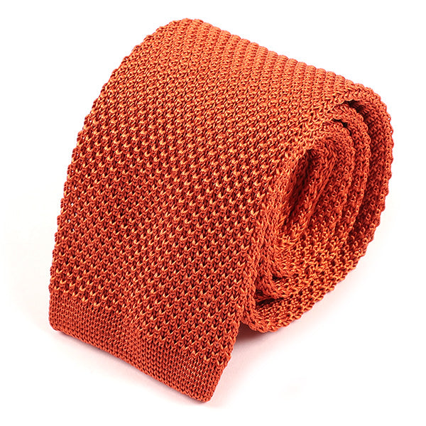 Dark Orange Silk Knitted Tie - Tie Doctor  