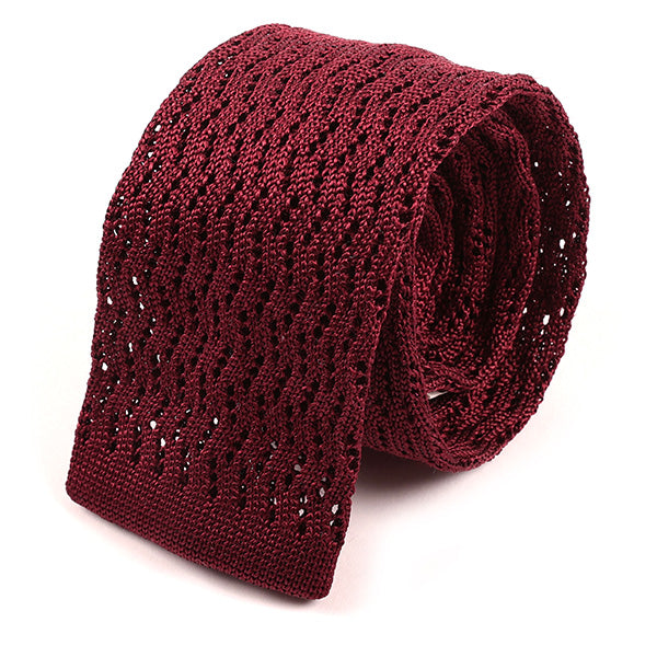 Oscar Burgundy Red Zigzag Silk Knitted Tie 6cm