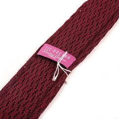 Oscar Burgundy Red Zigzag Silk Knitted Tie 6cm - Tie Doctor  